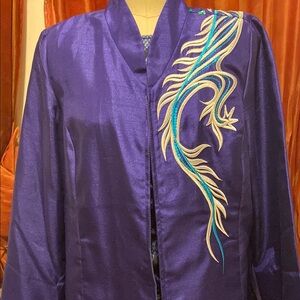 BOB MACKIE  wearable Art Purple dragon Embroidered Jacket